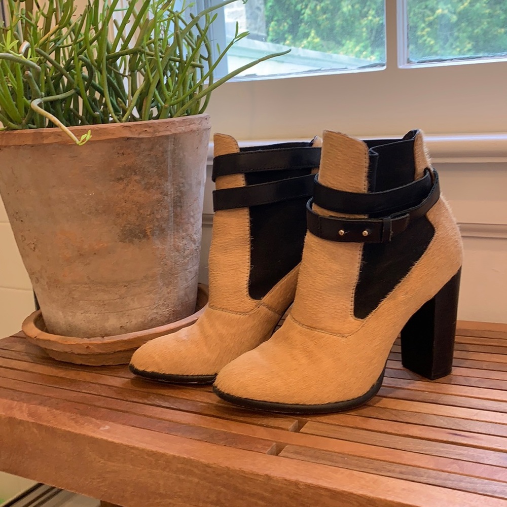 Elizabeth & James Pony Hair Leather Ankle Boots